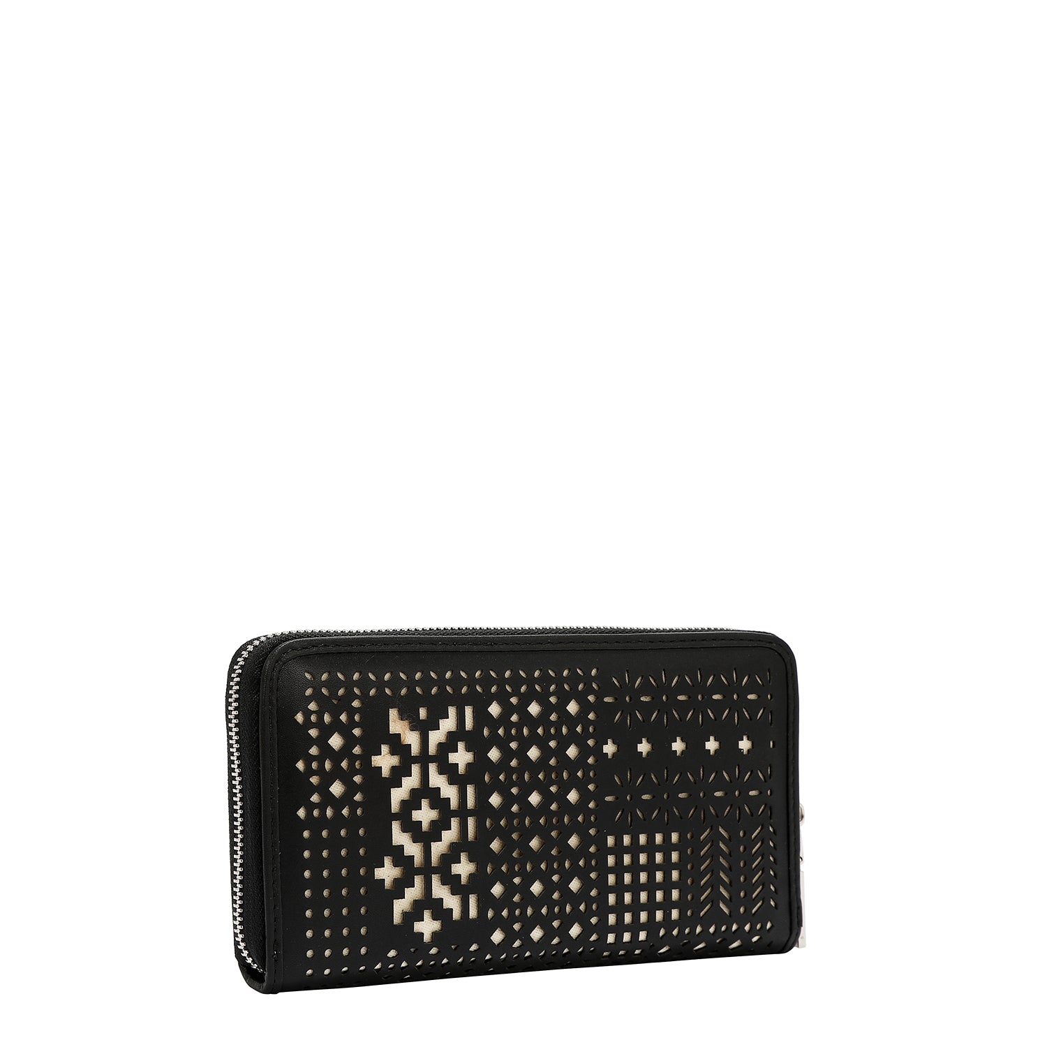 Portfolio mit geometrischem Schnitt (schwarz)