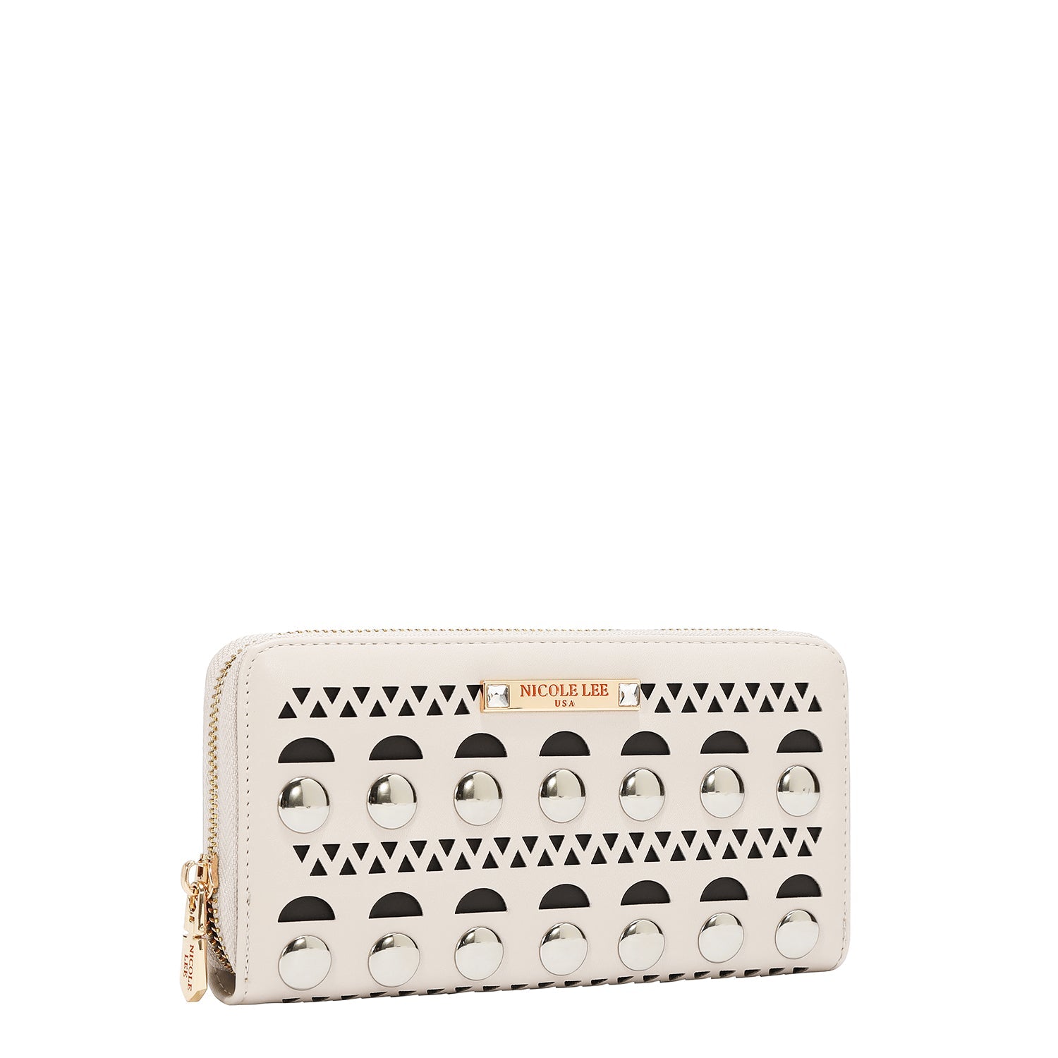 GELDBÖRSE MIT SILBERNIETEN (BEIGE)