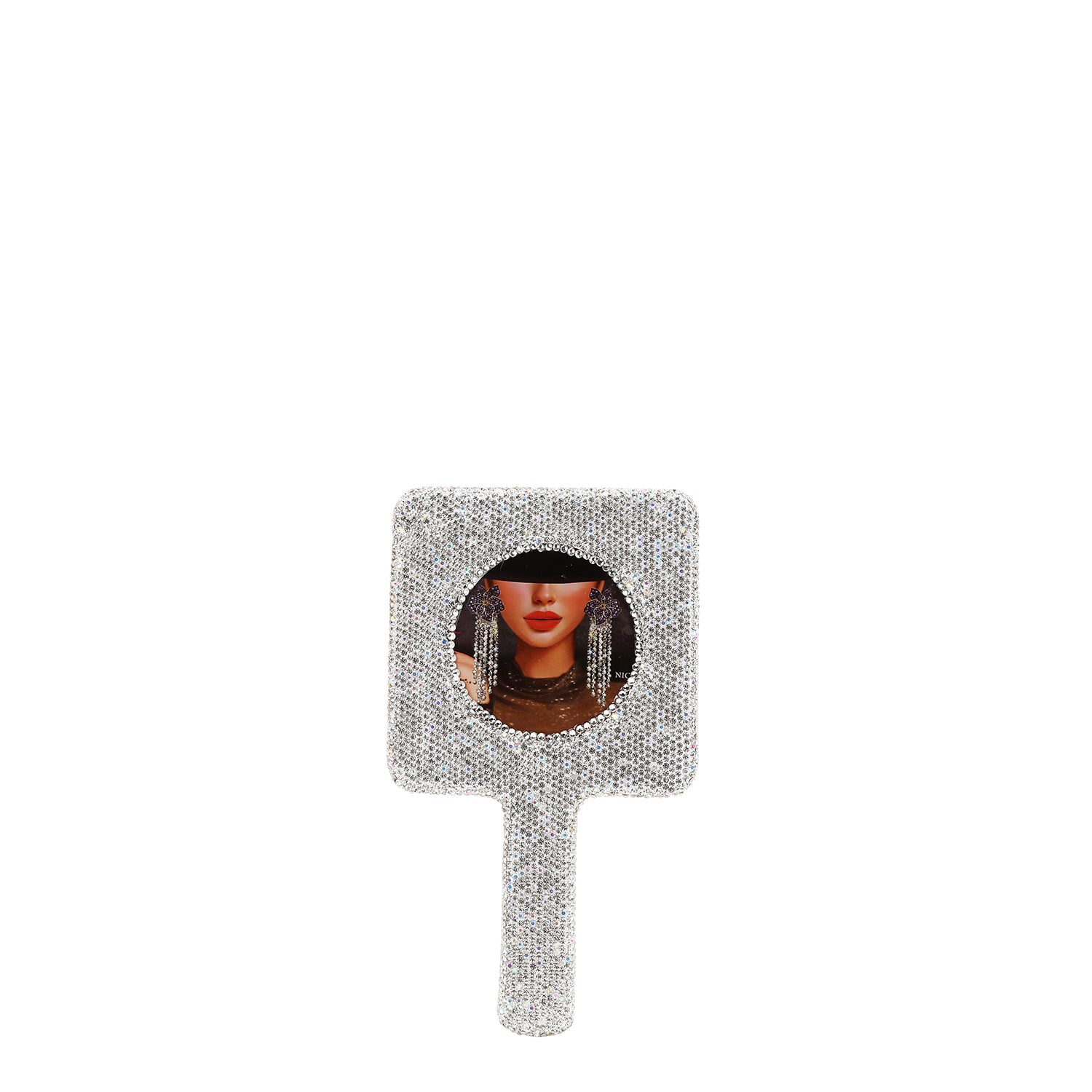 Rectangle Hand Mirror Embellished with Rhinestone-studded Handheld ...