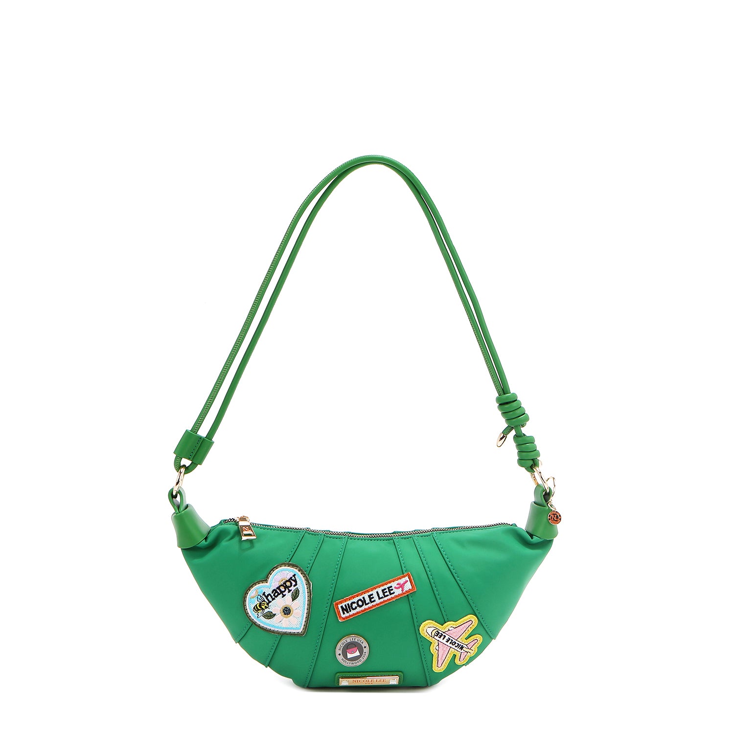 Croissant bag with colored patches (green)