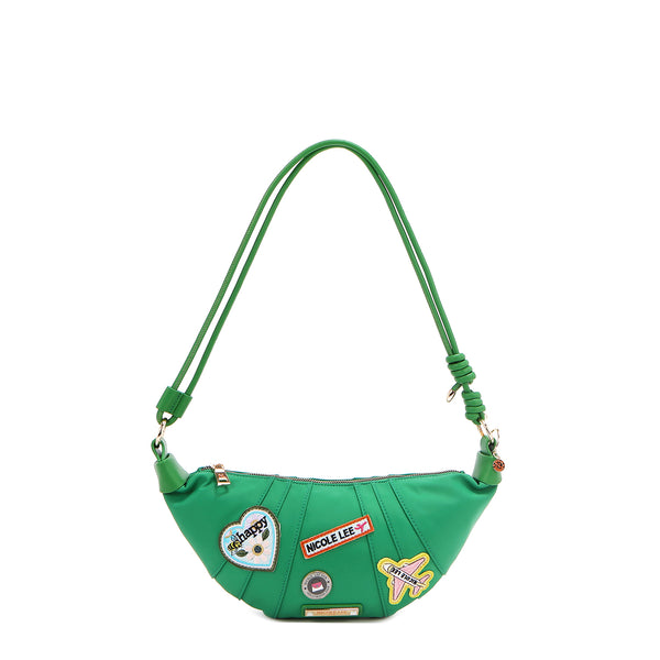 BOLSO CROISSANT CON PARCHES DE COLORES (VERDE)