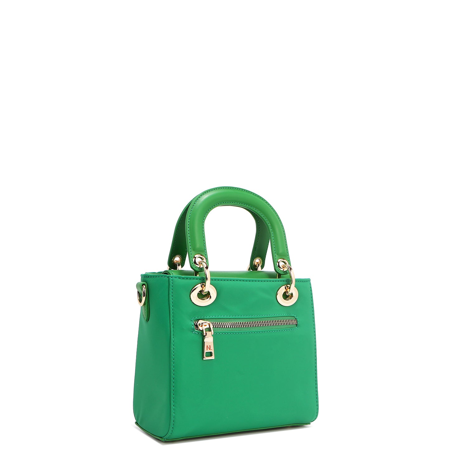Hand bag with colored patches (green)