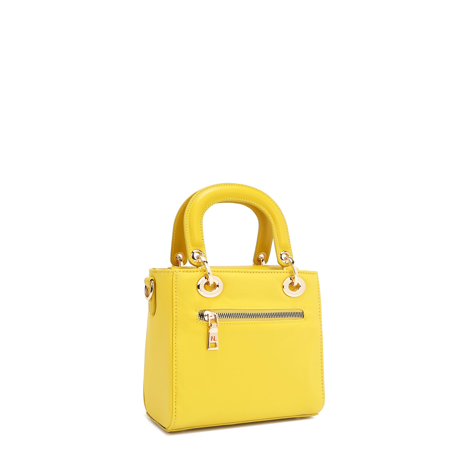 Hand bag with colored patches (yellow)