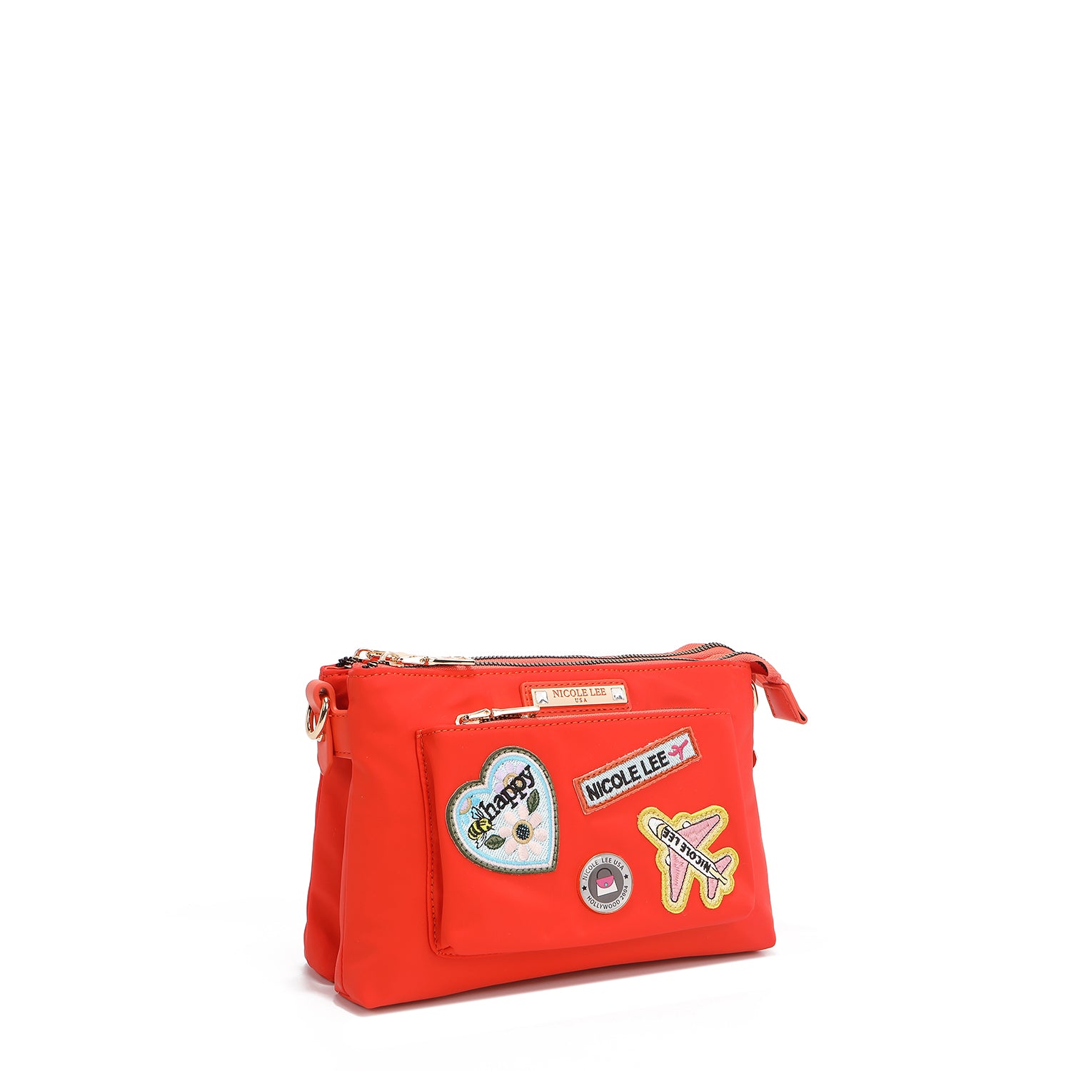 Color Patch Accordion Crossbody Embellished with Vegan Leather