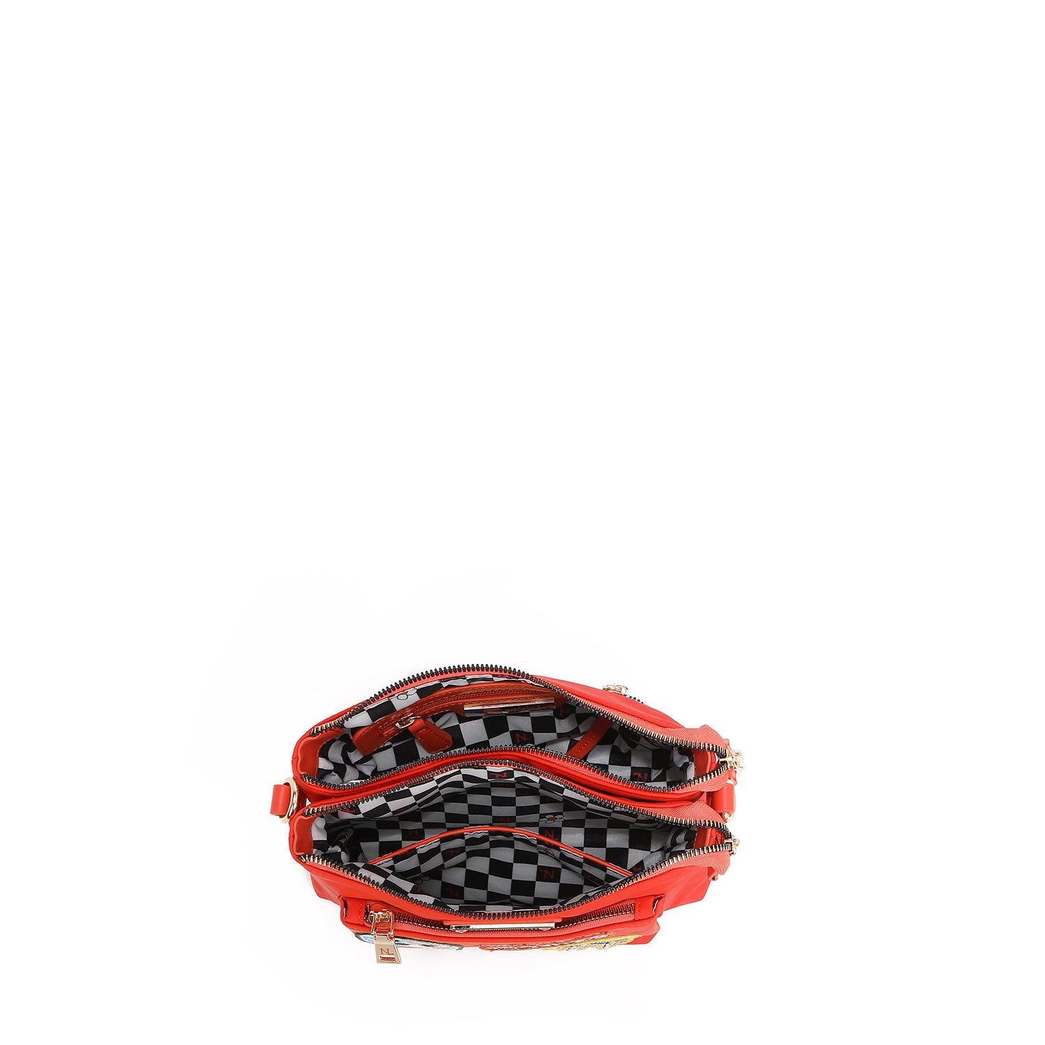 Color Patch Accordion Crossbody Embellished with Vegan Leather