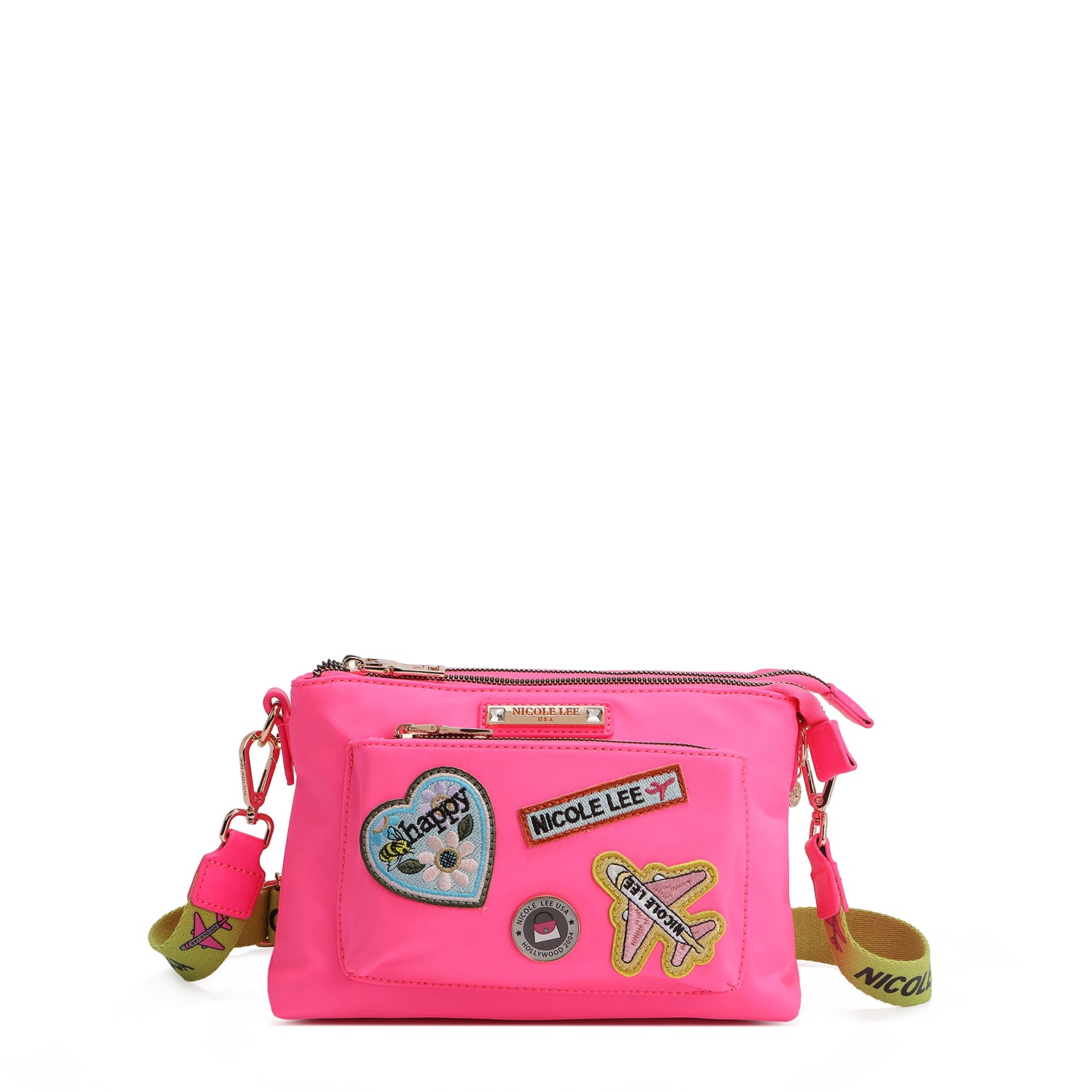 Cruzado Bag accordion with colored patches (pink)