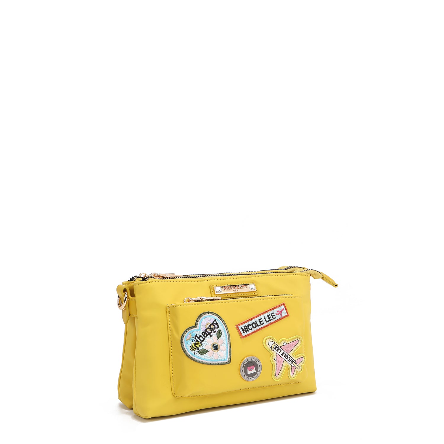 BOLSO CRUZADO ACORDEÓN CON PARCHES DE COLORES (AMARILLO)