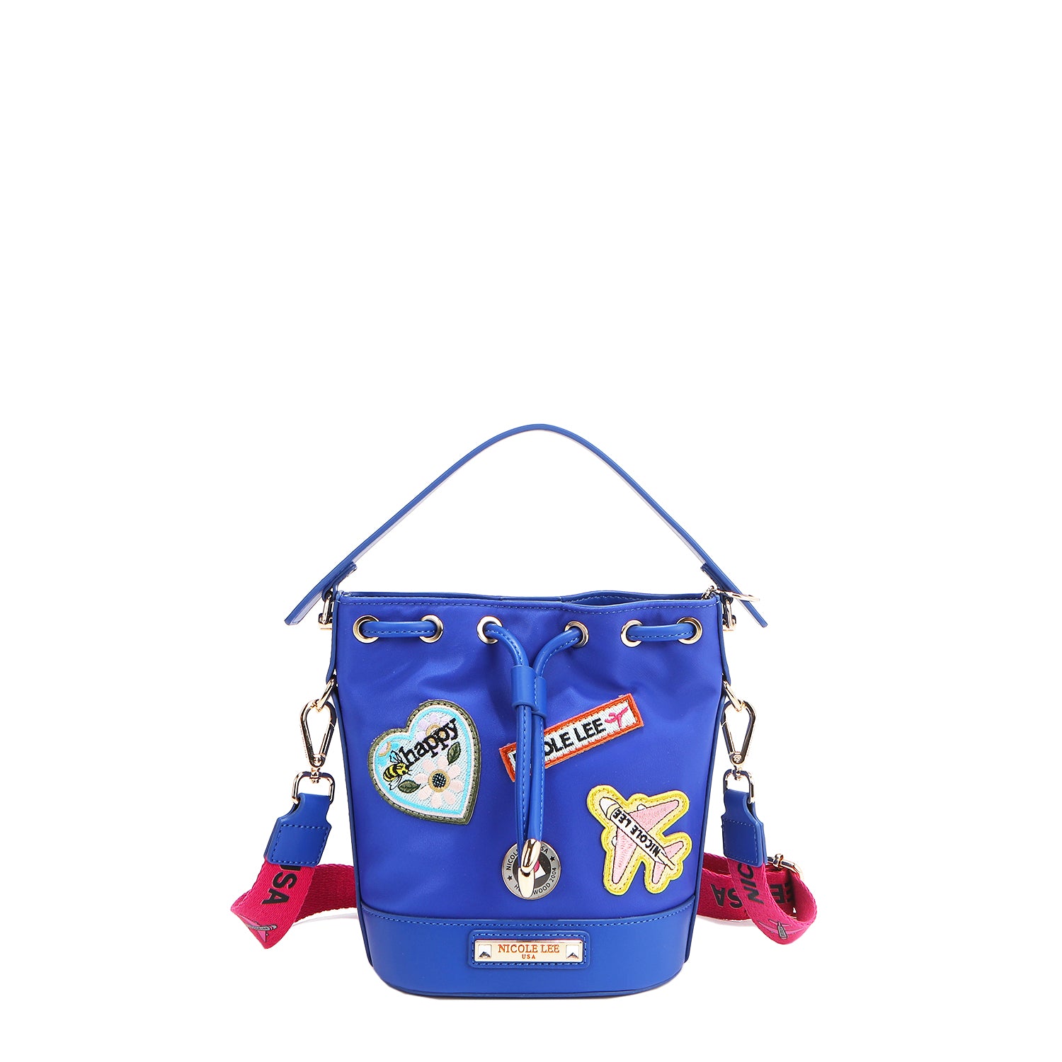 Cube bag with colored patches (blue)