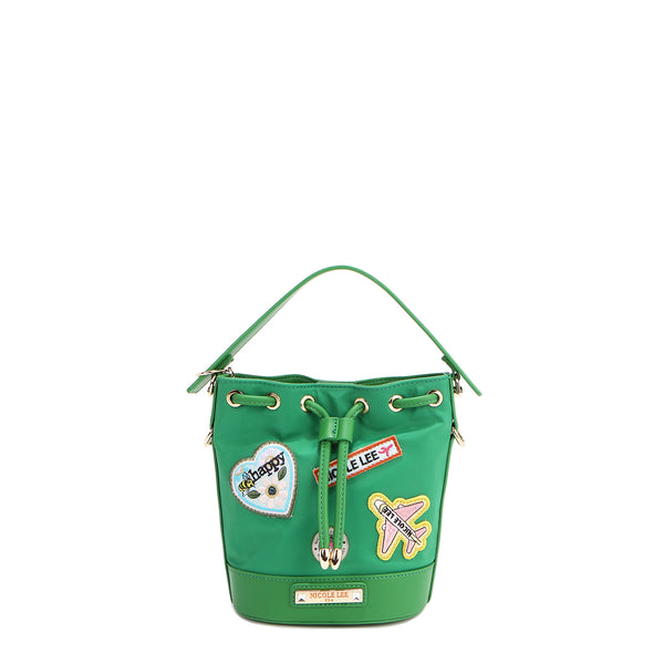 BOLSO CUBO CON PARCHES DE COLORES (VERDE)