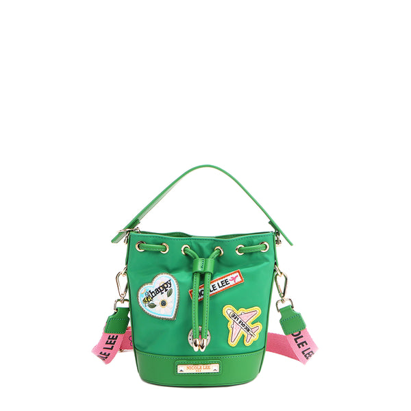 BOLSO CUBO CON PARCHES DE COLORES (VERDE)