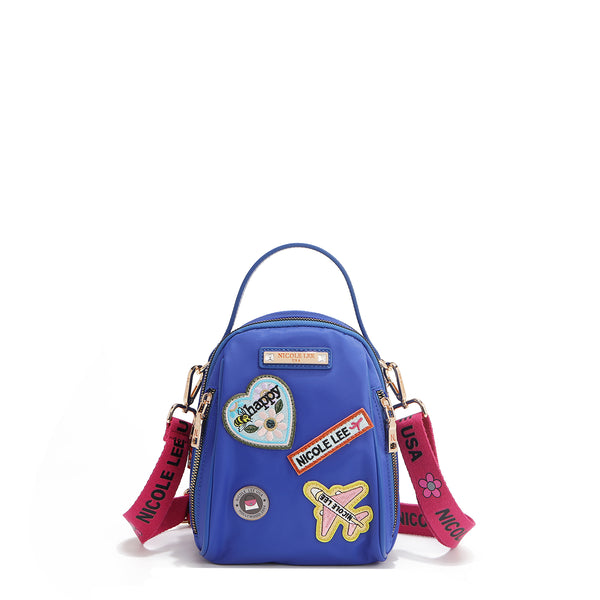 BOLSO MULTIUSOS CON PARCHES DE COLORES (AZUL)