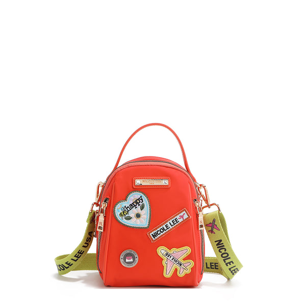 BOLSO MULTIUSOS CON PARCHES DE COLORES (Naranja)