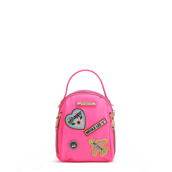 Multipurpose bag with colored patches (pink)