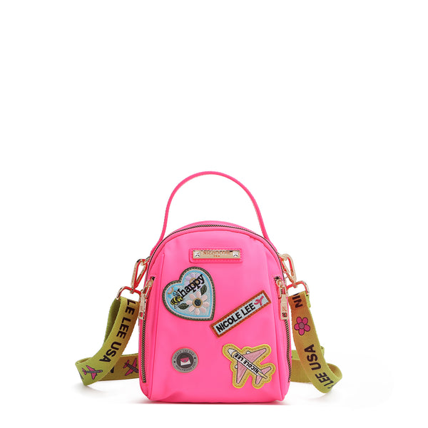 Multipurpose bag with colored patches (pink)