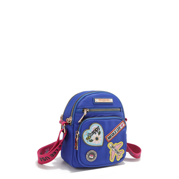 Cross bag with colored patches (blue)