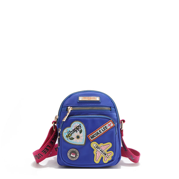 Cross bag with colored patches (blue)