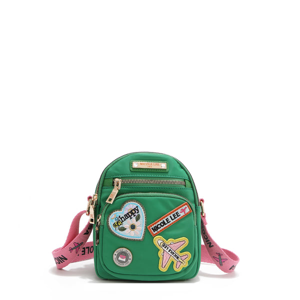 Cross bag with colored patches (green)