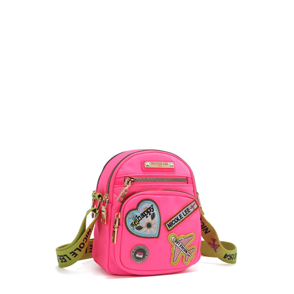 Cross bag with colored patches (pink)