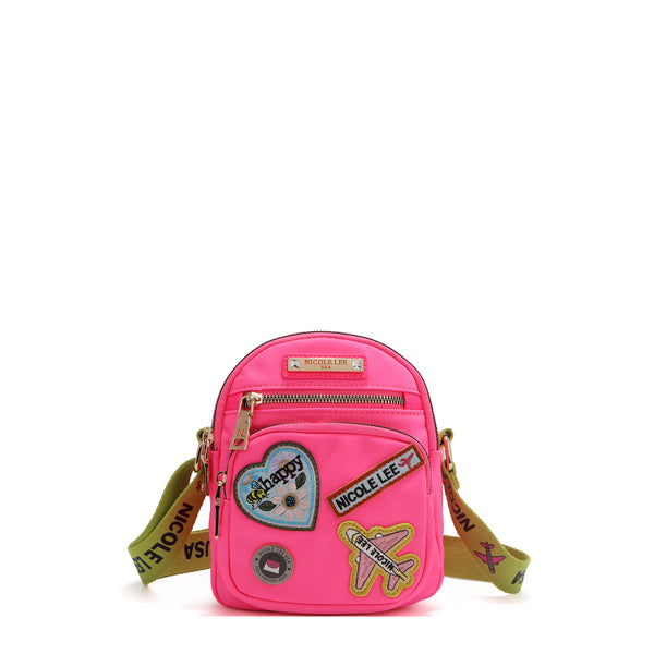 Cross bag with colored patches (pink)