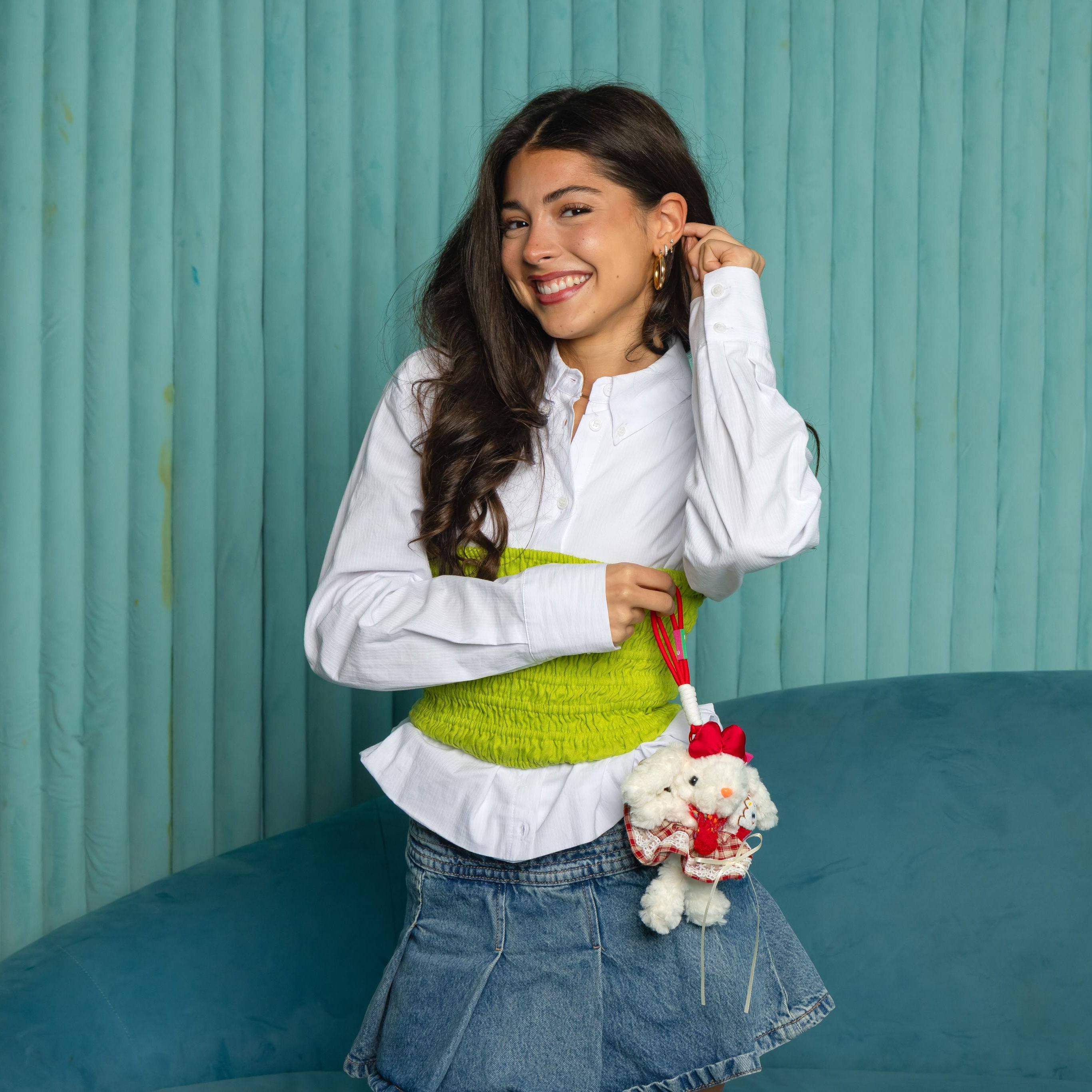 COLGANTE CONEJO VESTIDO ROJO