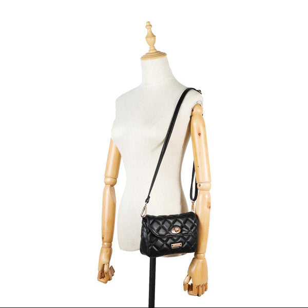 PADDED WAIST BAG/CROSSBODY BAG (BLACK)