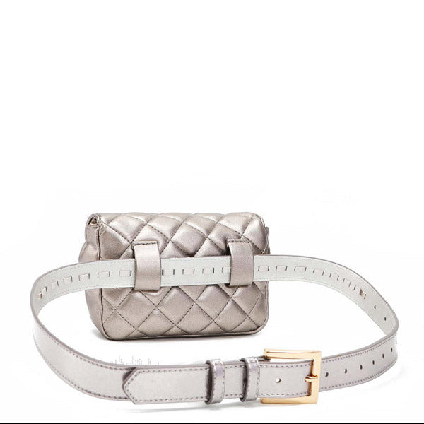 PADDED WAIST BAG/CROSSBODY BAG (SILVER)