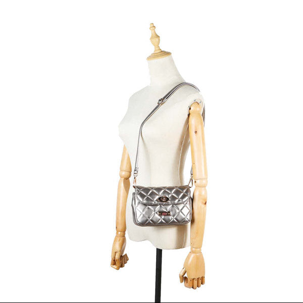 PADDED WAIST BAG/CROSSBODY BAG (SILVER)