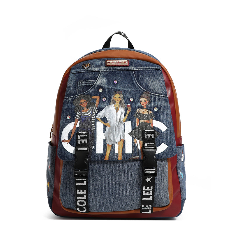 GROSSER RUCKSACK MIT DENIMKLAPPE