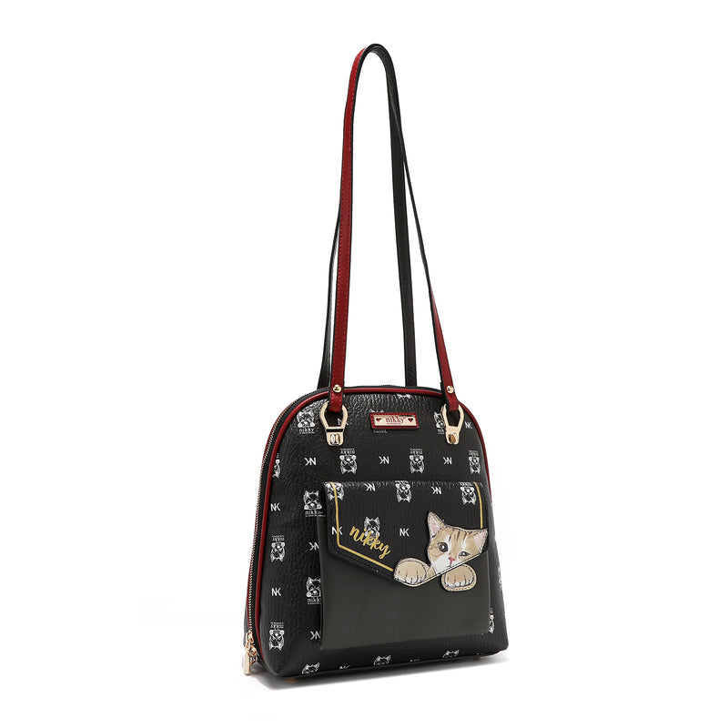 BACKPACK/SHOULDER BAG (<tc>NIKKY FINDS MEOW</tc> ) BLACK