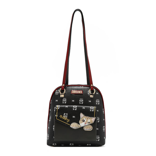 BACKPACK/SHOULDER BAG (<tc>NIKKY FINDS MEOW</tc> ) BLACK