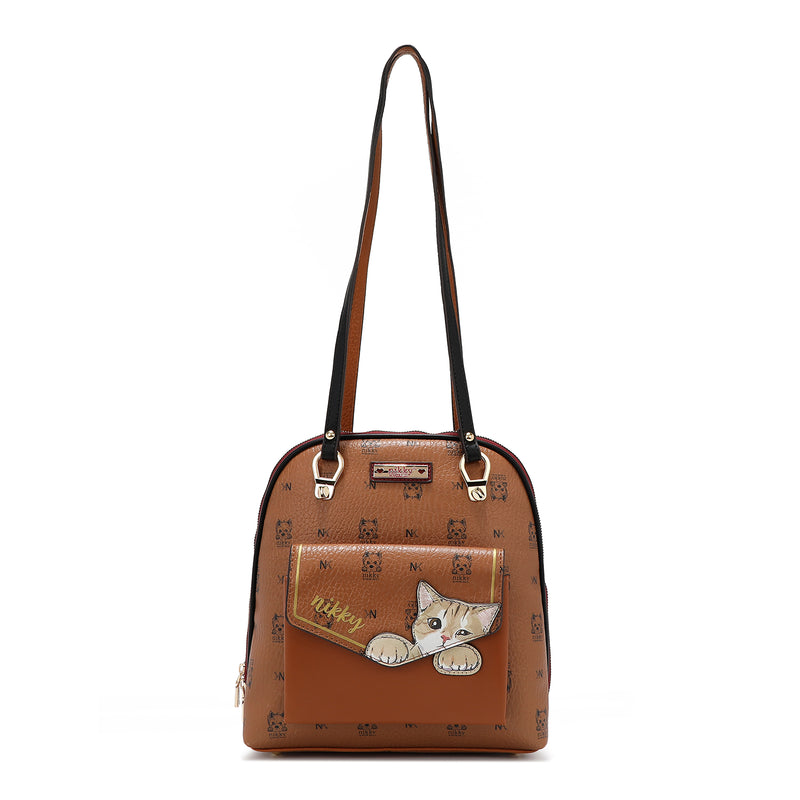 BACKPACK/SHOULDER BAG (<tc>NIKKY FINDS MEOW</tc> ) BROWN