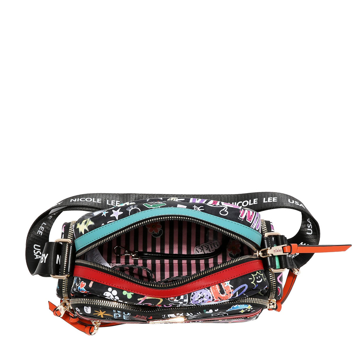 BANDOLERA MULTIPLE COMPARTIMIENTO (JUST FOR FUN - NEGRO)