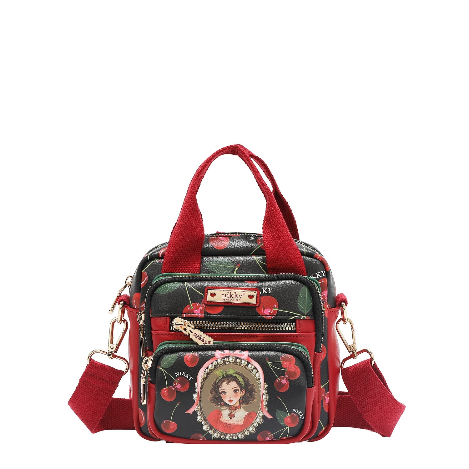 MINI BOLSO BANDOLERA CONVERTIBLE (CHERRY LIPS-BLACK)