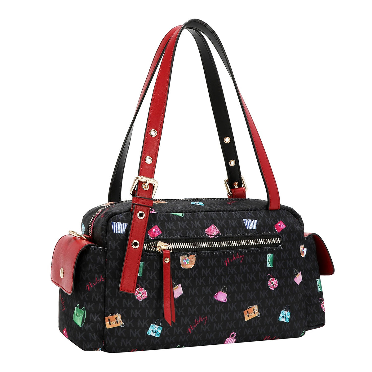 BOLSO SATCHEL DE NYLON (GLAMOROUS WALK - NEGRO)