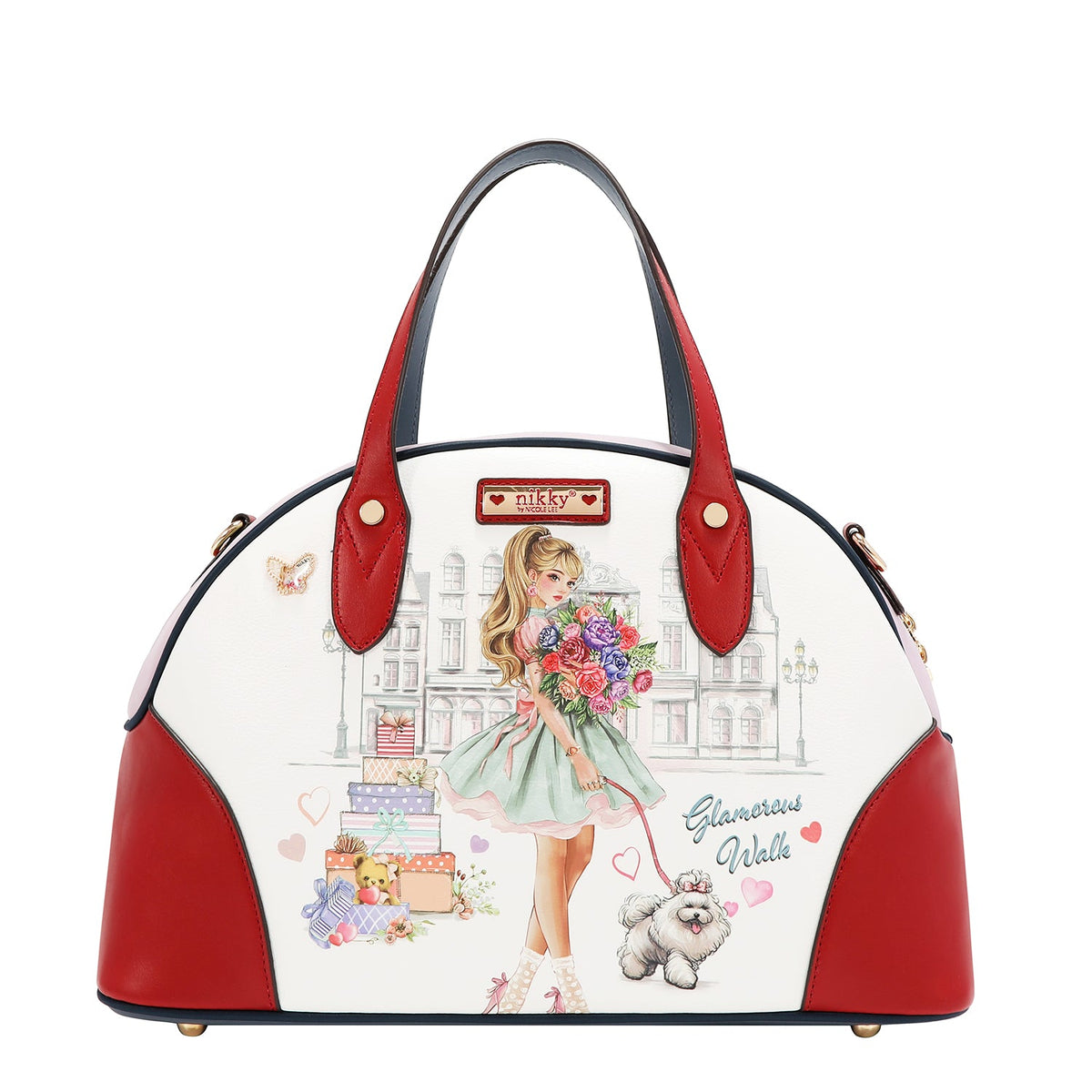 SET 3 PEZZI (BORSA A BORSA, ZAINO MINI, PORTAFOGLIO) (GLAMOROUS WALK - BIANCO)