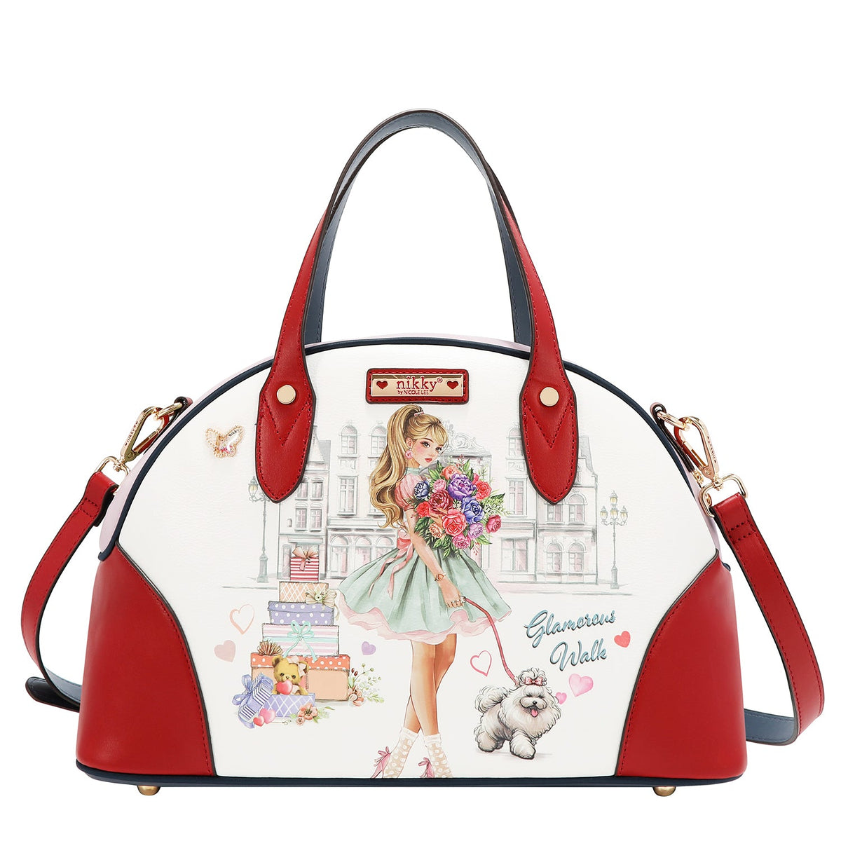 SET 3 PEZZI (BORSA A BORSA, ZAINO MINI, PORTAFOGLIO) (GLAMOROUS WALK - BIANCO)