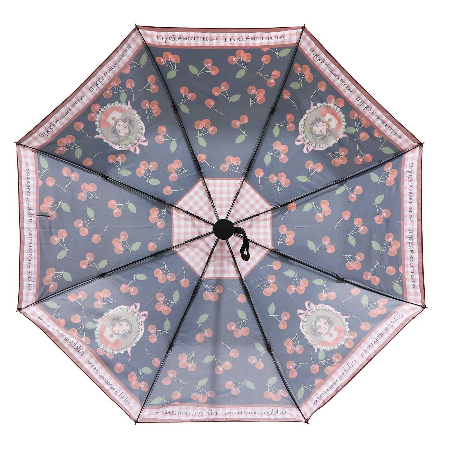 PORTABLE UMBRELLA WITH PRINT (<tc>CHERRY LIPS</tc>-BLACK)