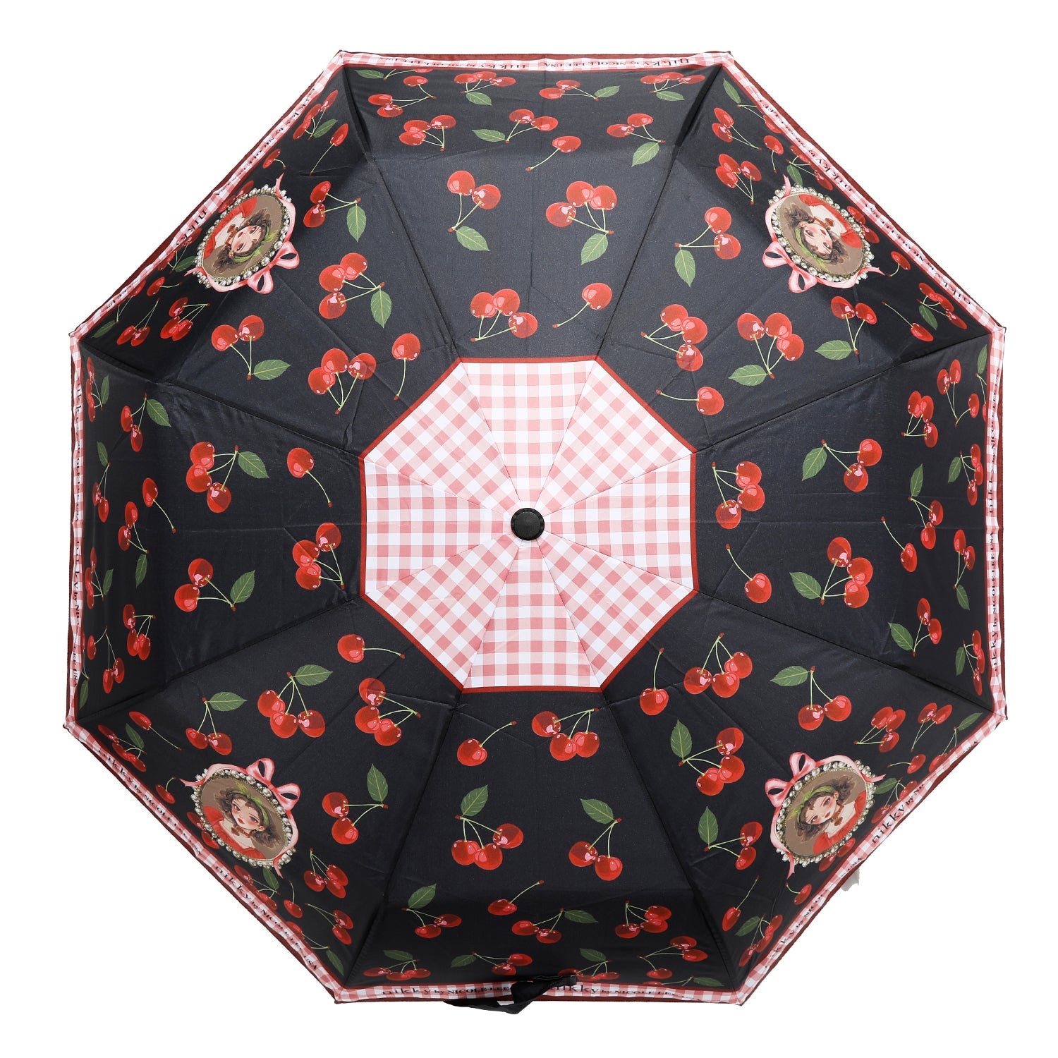 PORTABLE UMBRELLA WITH PRINT (<tc>CHERRY LIPS</tc>-BLACK)