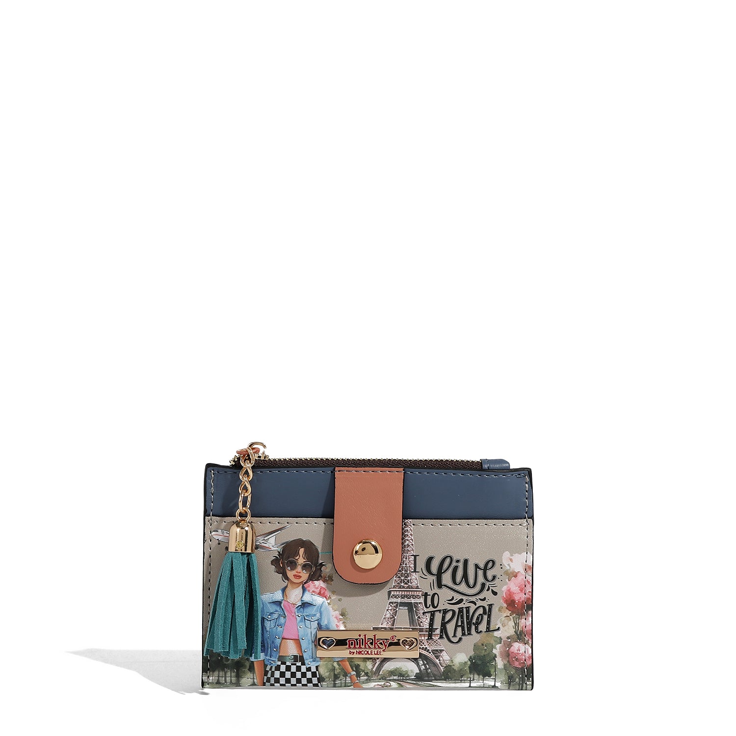 PORTA TARJETAS CON CREMALLERA (I LIVE TO TRAVEL)