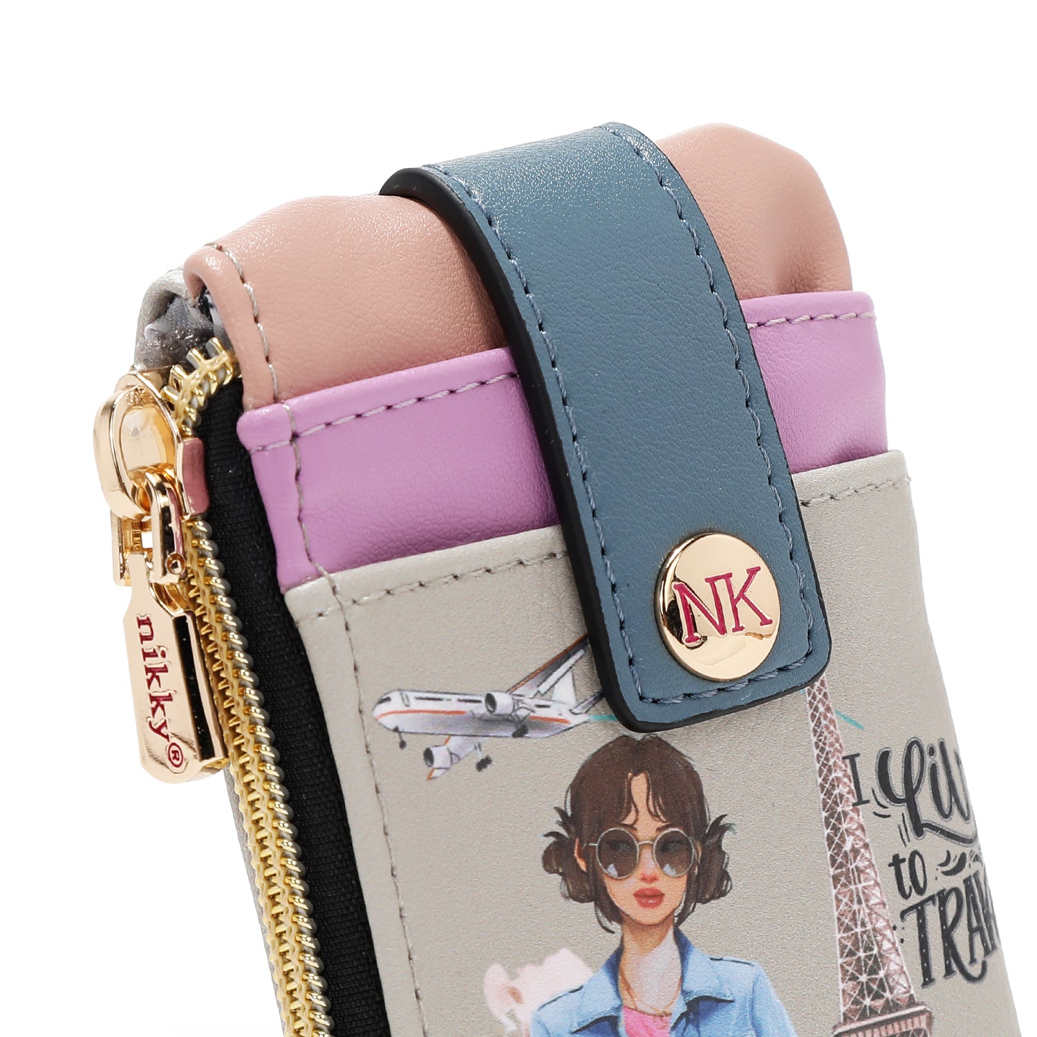 MINI CARD HOLDER WITH CLOSURE (<tc>I LIVE TO TRAVEL</tc>)