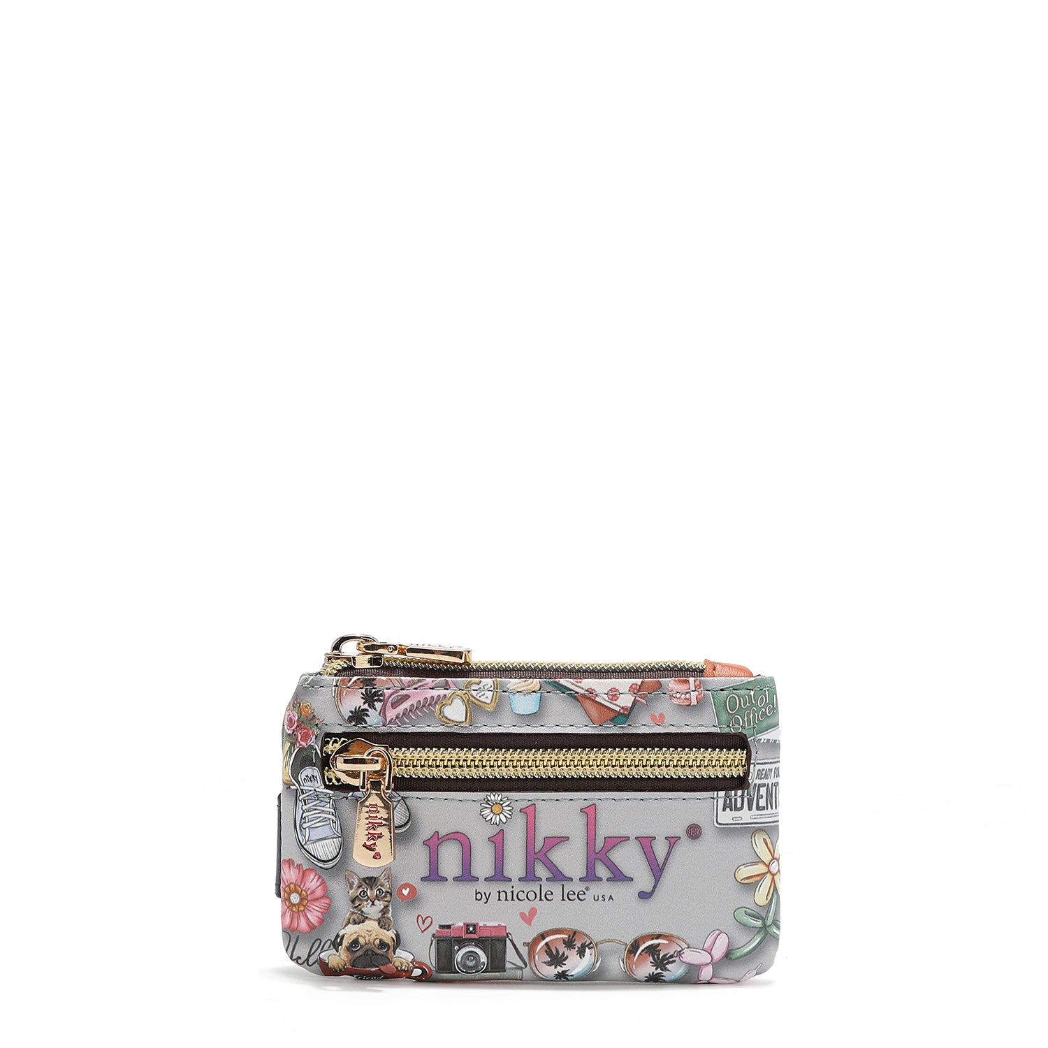 MINI PORTA-CARTÃO COM FECHO DE ZÍPER E BOTÃO DE PRESSÃO <tc>NIKKY WORLD</tc>