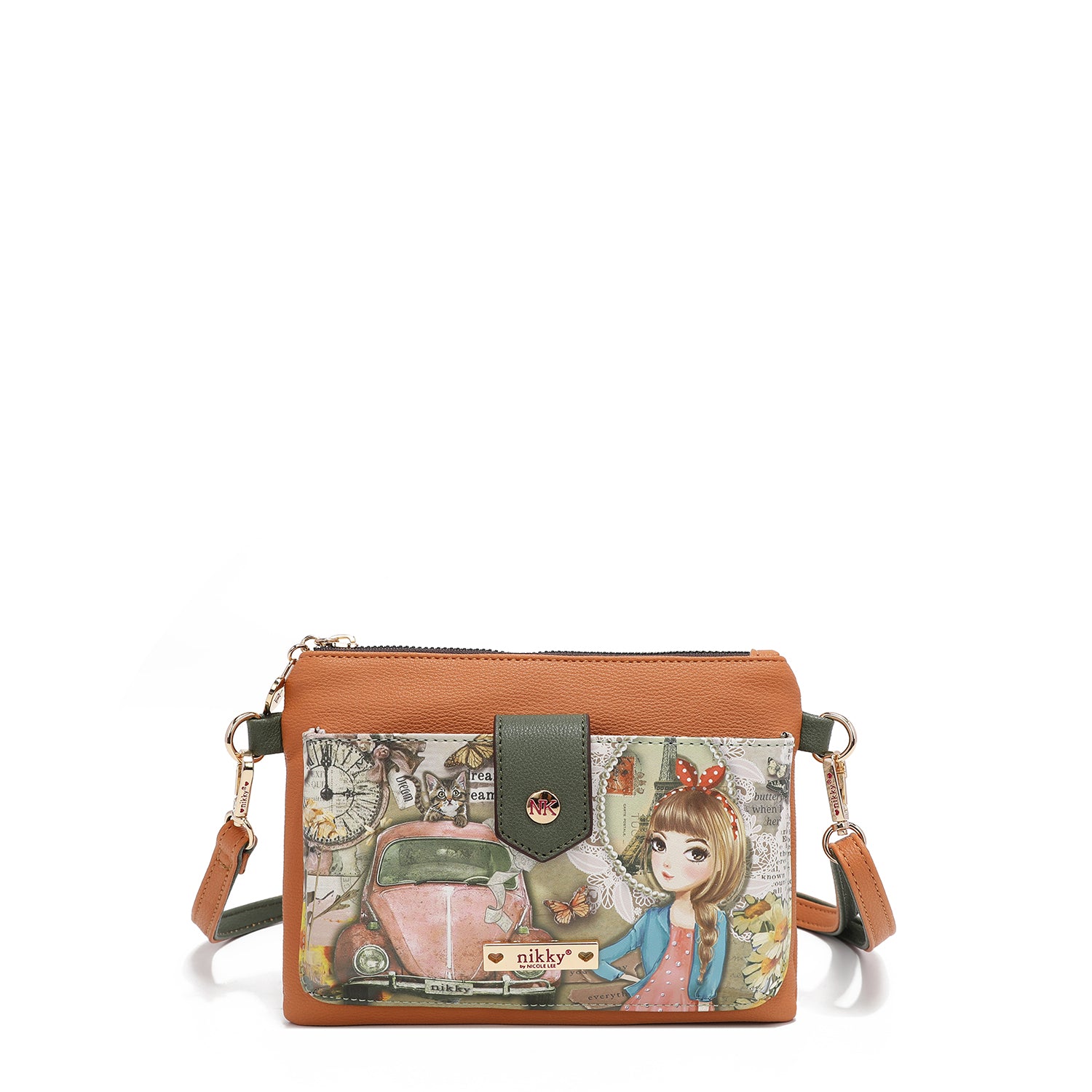 Zip e snap compactos bandolera