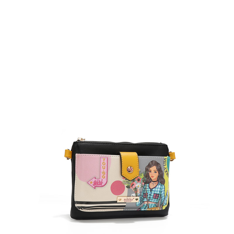 CROSSBODY BAG WITH ZIP AND BUTTON CLOSURE (<tc>NIKKY GOES SHOPPING</tc> )