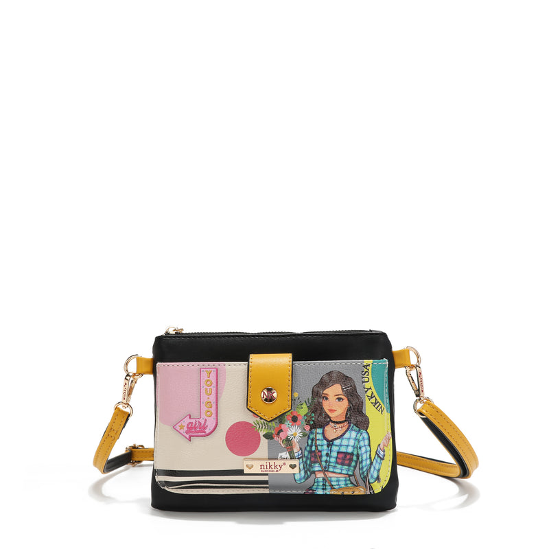 CROSSBODY BAG WITH ZIP AND BUTTON CLOSURE (<tc>NIKKY GOES SHOPPING</tc> )