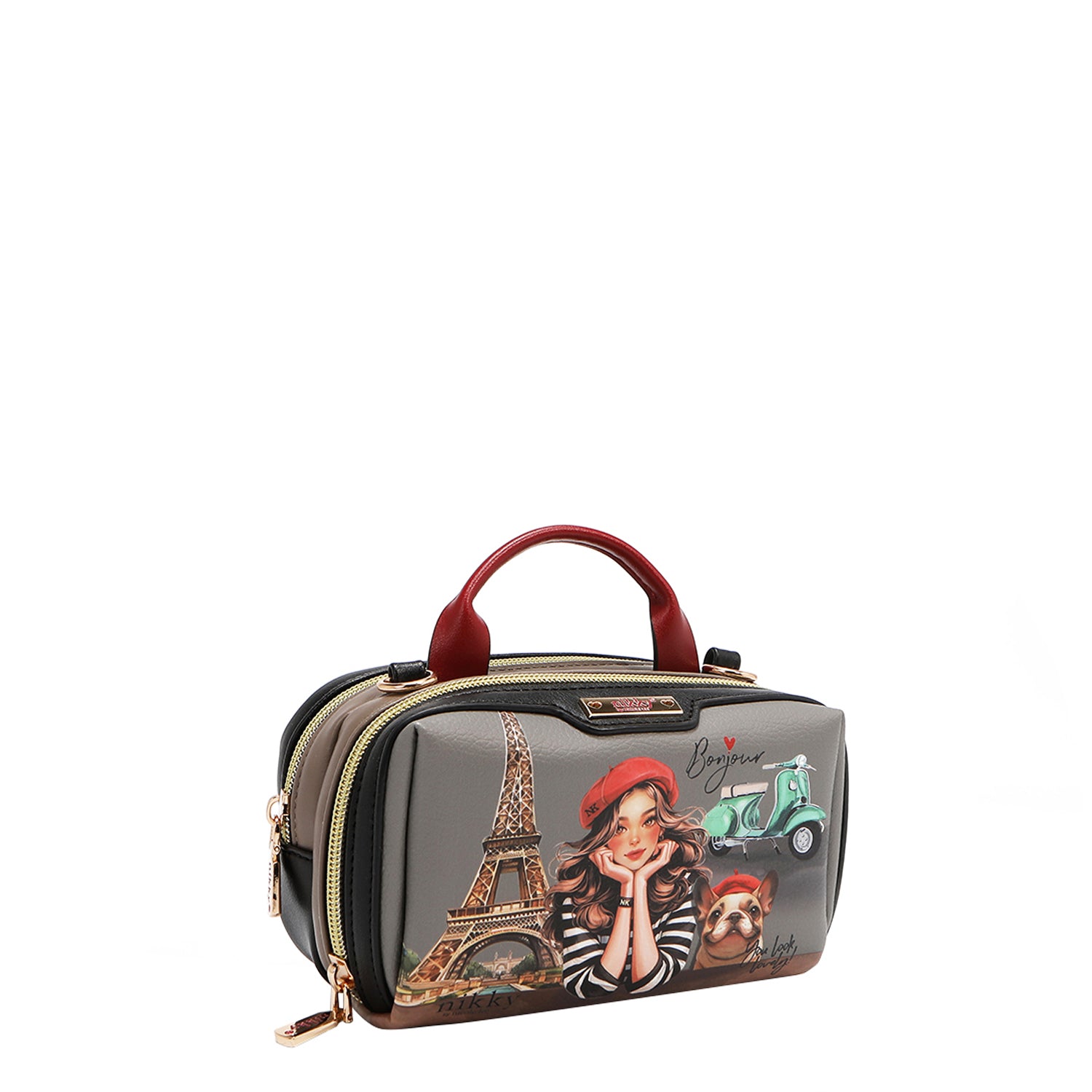 MINI BOSTON CROSSBODY BAG MIT DOPPEL-REISSVERSCHLUSS (<tc>EIFFEL DREAMS</tc>)