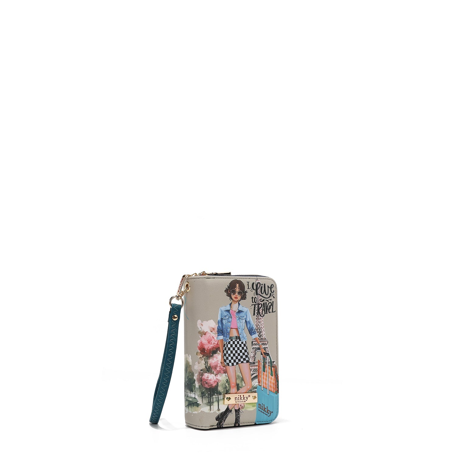 MEDIUM WALLET WITH DOUBLE ZIPPER (<tc>I LIVE TO TRAVEL</tc>)