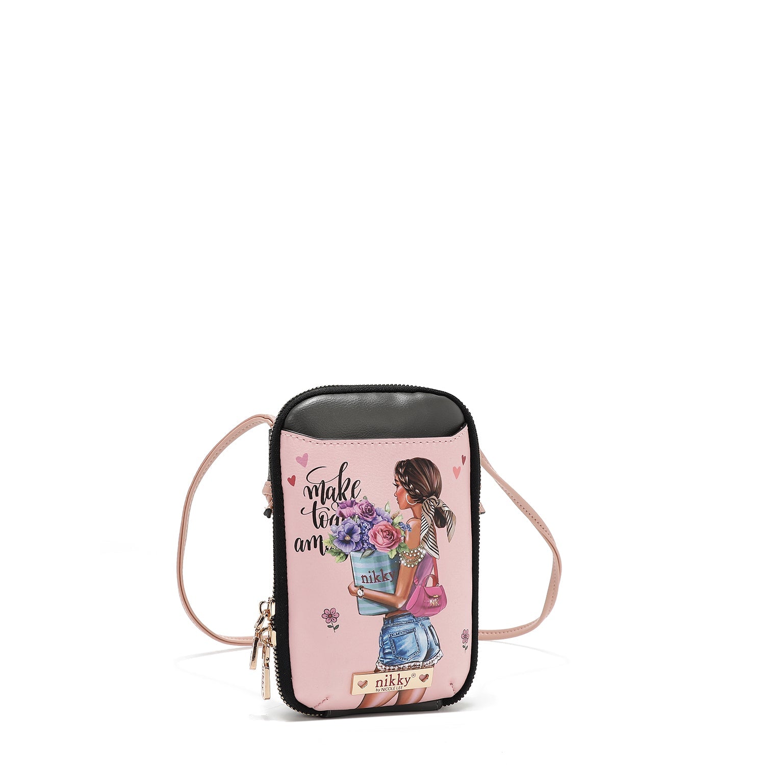 CROSSBODY BAG WITH ZIPPER FOR PHONE/WALLET (<tc>FLOWER DAY</tc>)