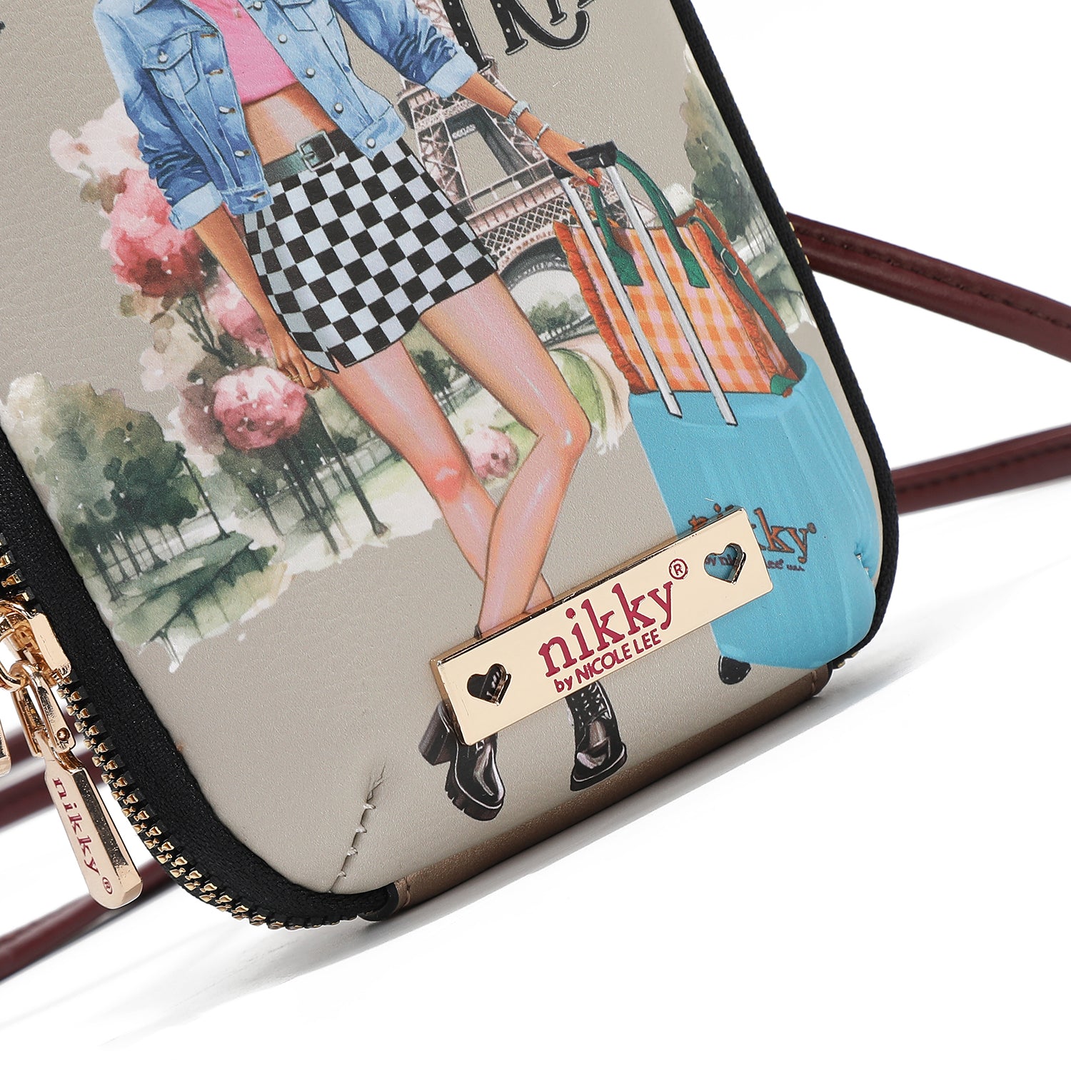 SAC BANDOULIÈRE AVEC FERMETURE ÉCLAIR POUR TÉLÉPHONE/PORTEFEUILLE (<tc>I LIVE TO TRAVEL</tc>)