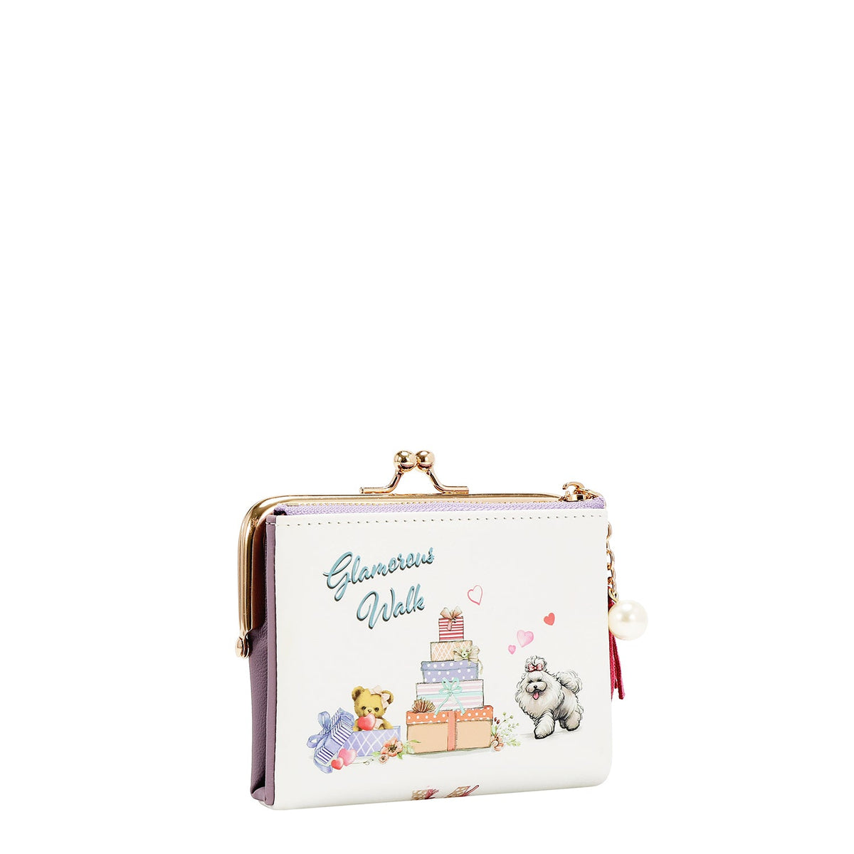 MONEDERO CON BLOQUEO DE BESO (GLAMOROUS WALK-BLANCO)