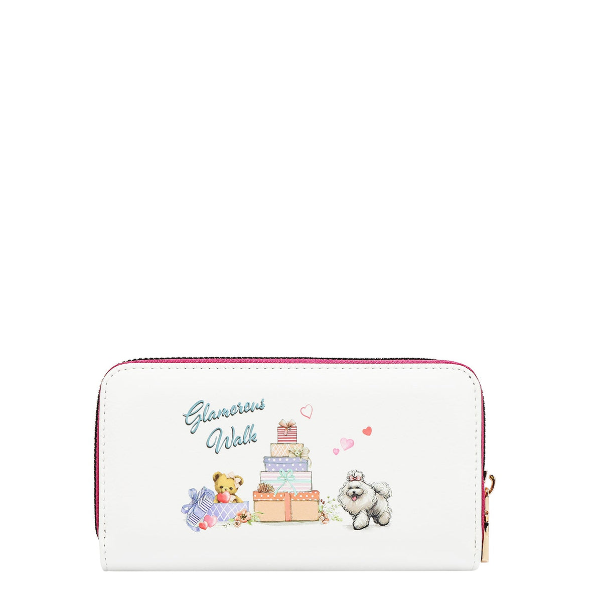 PORTAFOGLIO CON CERNIERA E PATTA (GLAMOROUS WALK-WHITE)
